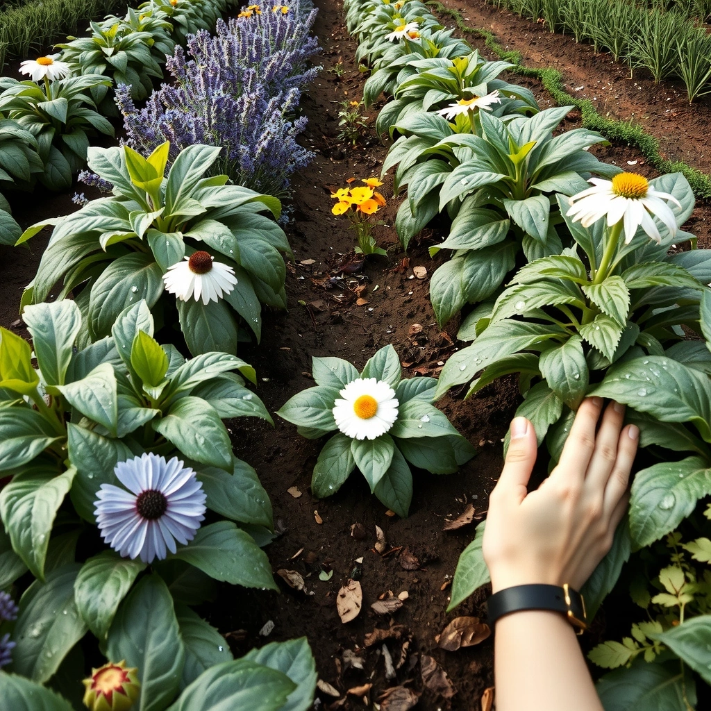 Organic herb garden and sustainable farming practices